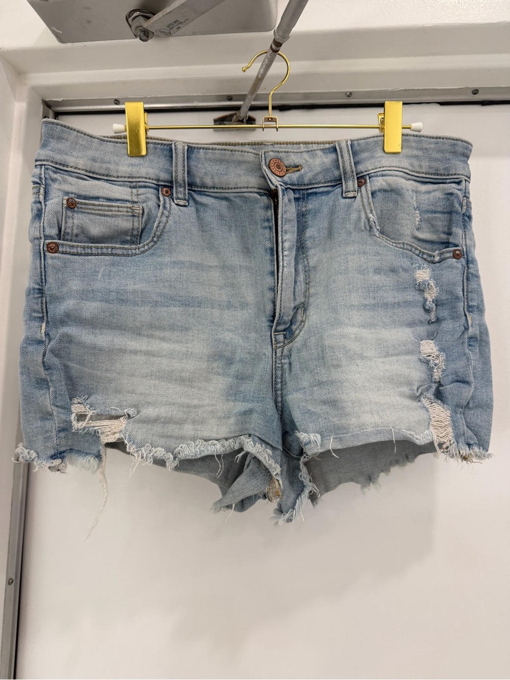 American Eagle Outfitters Light Blue Distressed Denim Shorts